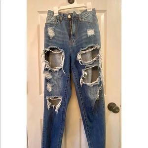 Blue Riot High Rise Ripped Mom Jeans